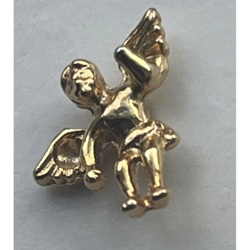 Guardian Angel Vintage Lapel Pin‎ Tie Tack Gold Tone Christian Made in USA New